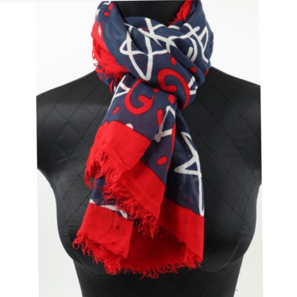 🆕 Brand NWT Gucci Ghost Stars Modal & Silk Scarf - Picture 5 of 9